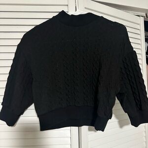 Black Cropped Knitted Sweater